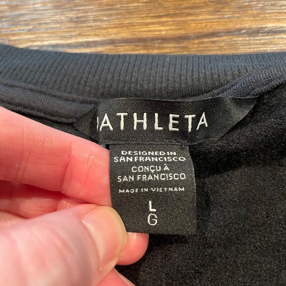 NEW Athleta Coaster Luxe Sweatshirt Sz L Black Stretch Crewneck Modal Ultra Soft - Picture 5 of 11